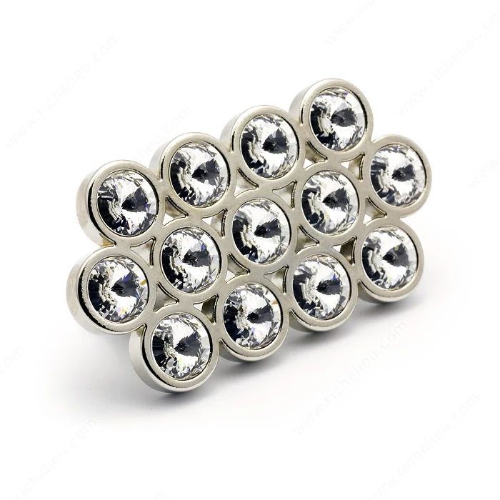 Poignée contemporaine en cristal Swarovski et métal - 3078