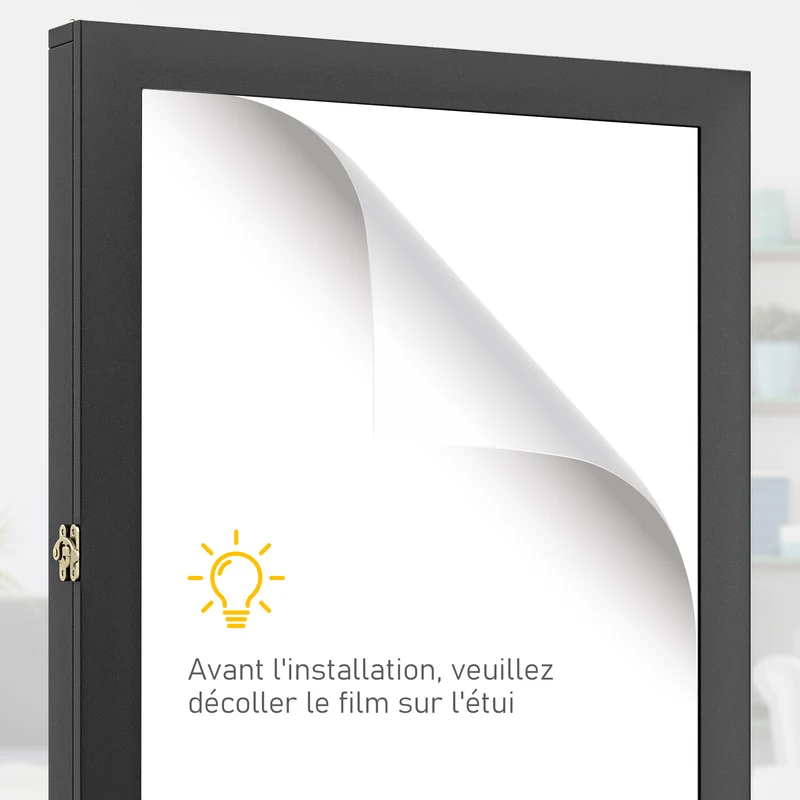 Cadre vitrine maillot 60 x 6,5 x 80 cm verrou magnétique doublure feutre salon style contemporain moderne en bois noir 21_0006963