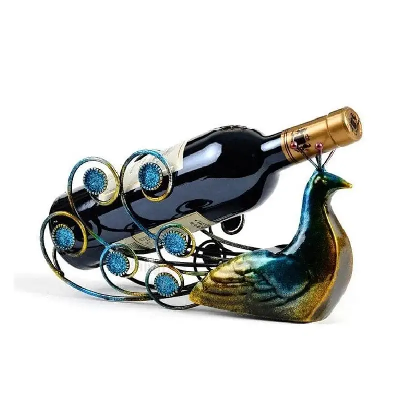 Porte Bouteille Paon Bleu