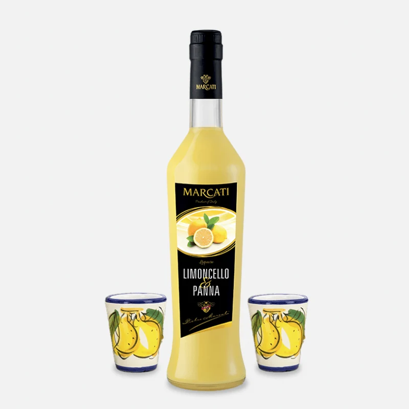 Handmade Limoncello cream from Italy with Ceramic Glasses