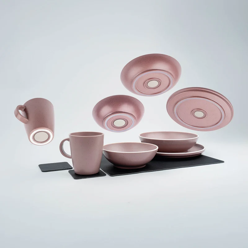 Magnet-Kunststoff-Geschirrset DOLOMIT ROSE