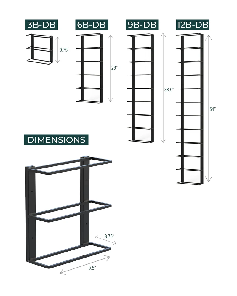 Double Frame Wall-Mounted Wine Rack | Label-View Metal Wine Display