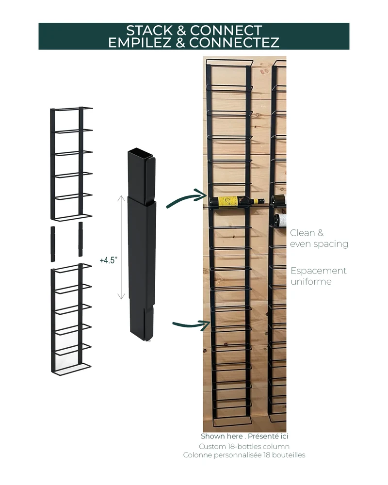 Double Frame Wall-Mounted Wine Rack | Label-View Metal Wine Display