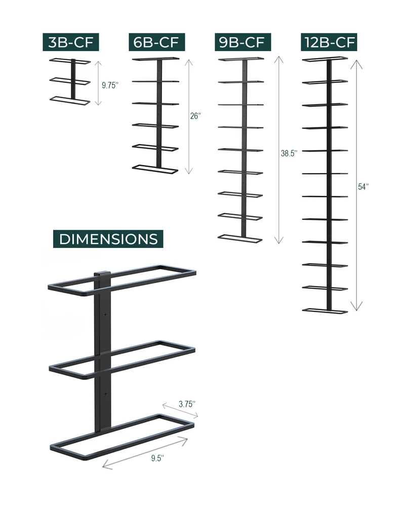 Center Frame Wall-Mounted Wine Rack | Label-View Metal Wine Display