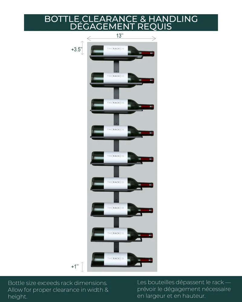 Center Frame Wall-Mounted Wine Rack | Label-View Metal Wine Display