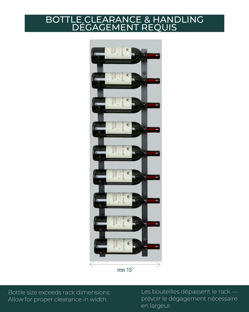 Classic Wall Mounted Wine Rack | Label-View Metal Wine Display