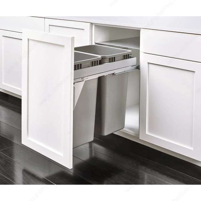 Centre de recyclage en acier à montage latéral pour armoire sans cadre Rev-A-Shelf