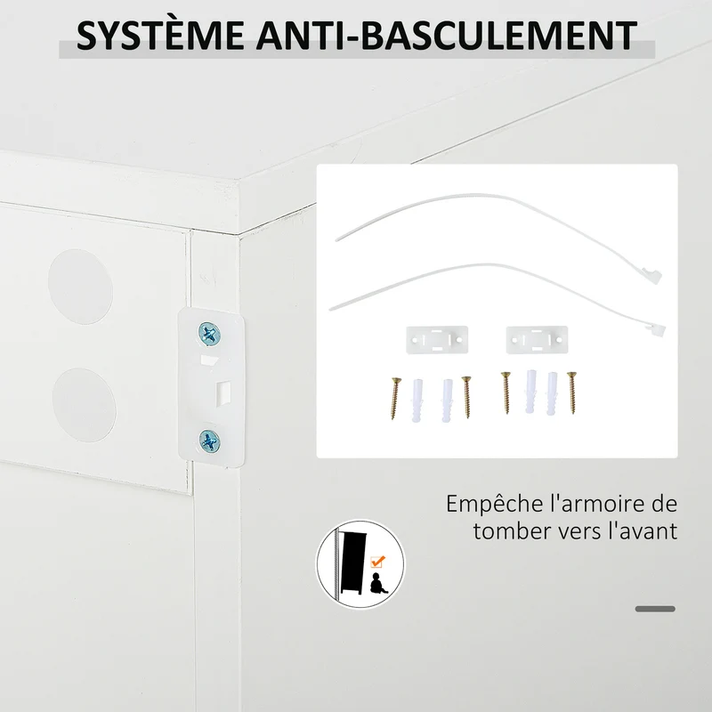 Buffet rangement 117 x 36 x 74 cm 2 tiroirs 2 portes étagère réglable contemporain épuré en panneaux de particules blanc 21_0002829