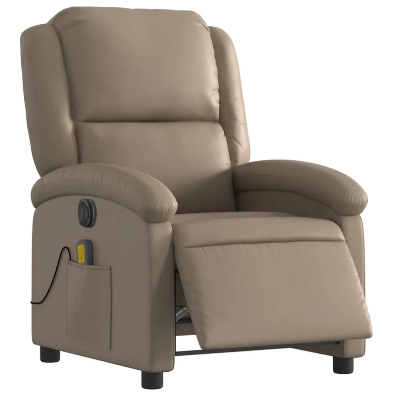 Fauteuil de relaxation TV fonction massage inclinable électrique 6 points de massage en PVC cappuccino DEC027135