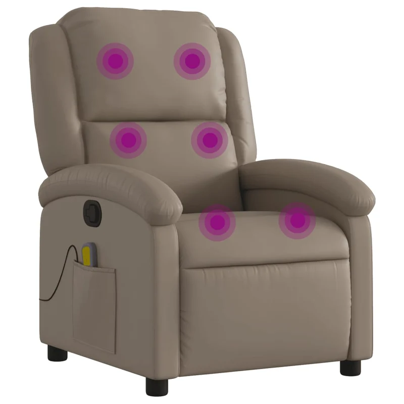 Fauteuil de relaxation TV fonction massage inclinable 6 points de massage en PC cappuccino DEC026882