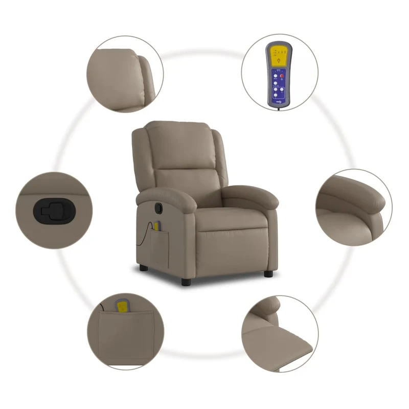 Fauteuil de relaxation TV fonction massage inclinable 6 points de massage en PC cappuccino DEC026882