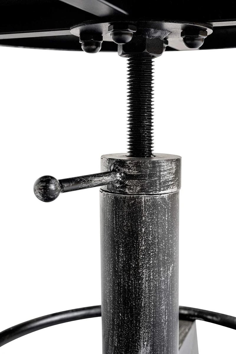 Lot de 2 tabourets industriels en métal argenté effet vieilli assise en similicuir crème réglables en hauteur avec repose-pieds 10_0008725