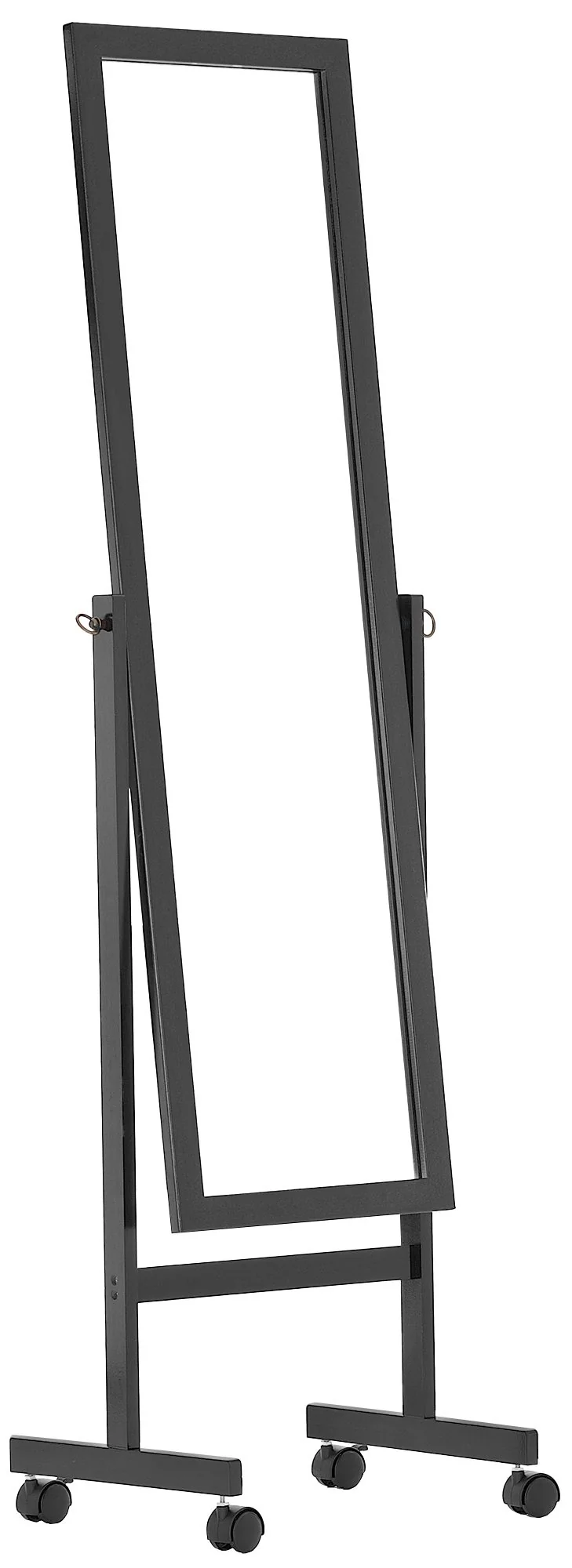 Miroir sur pied avec roulettes cadre en bois noir miroir est inclinable 10_0003728