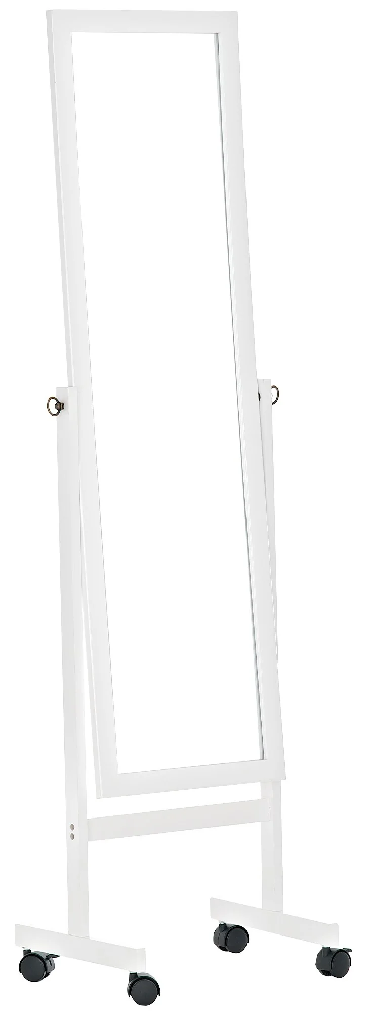 Miroir sur pied avec roulettes forme miroir rectangle 113 x 28 cm en bois blanc 10_0003726