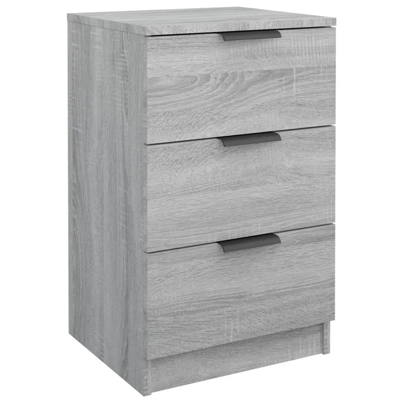 Lot de 2 tables de chevet avec 3 tiroirs 40 x 36 x 65 cm bois d'ingénierie gris DEC035714