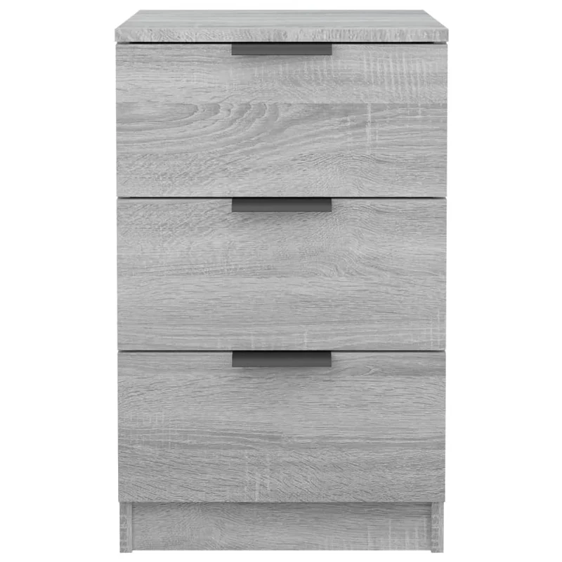 Lot de 2 tables de chevet avec 3 tiroirs 40 x 36 x 65 cm bois d'ingénierie gris DEC035714
