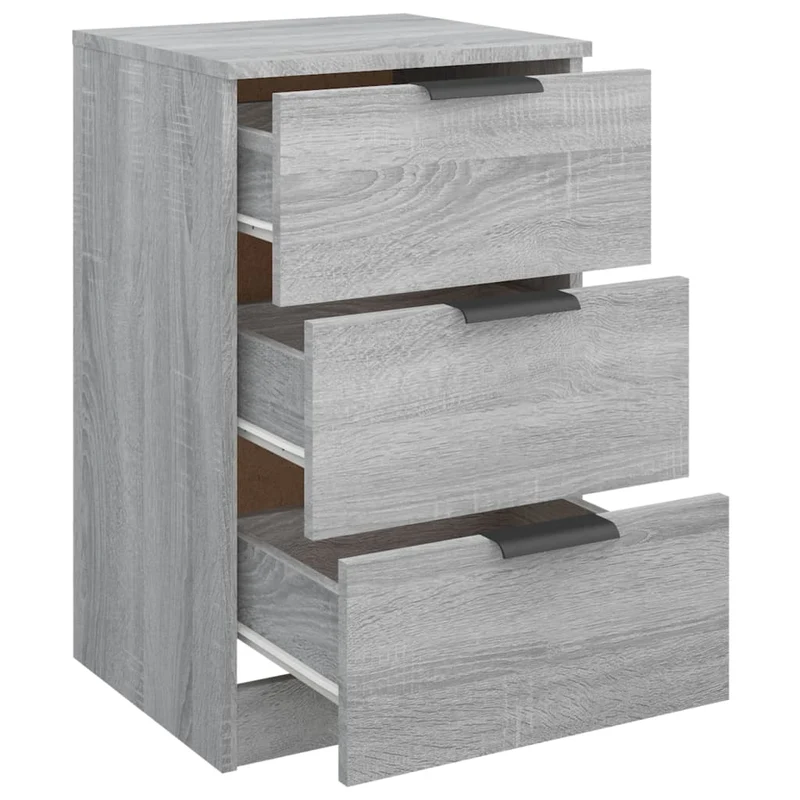 Lot de 2 tables de chevet avec 3 tiroirs 40 x 36 x 65 cm bois d'ingénierie gris DEC035714