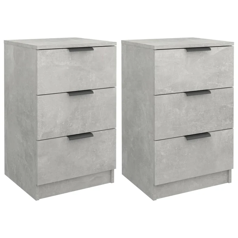 Lot de 2 tables de chevet avec tiroirs 40 x 36 x 65 cm bois d'ingénierie gris DEC035387