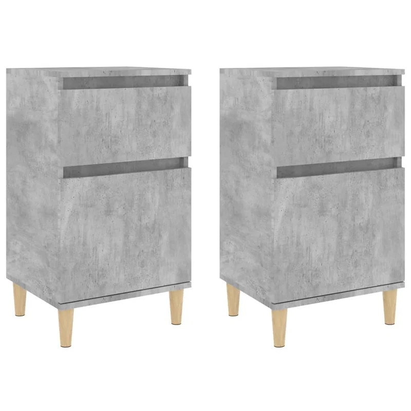 Lot de 2 tables de chevet avec tiroir et compartiment avec porte 40 x 35 x 70 cm bois d'ingénierie gris DEC035384