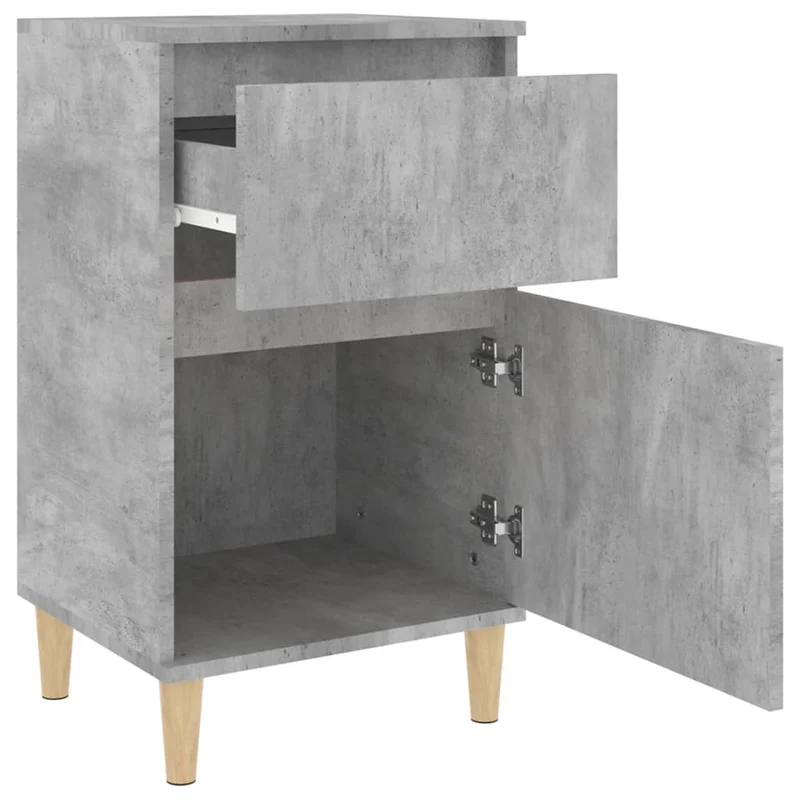 Lot de 2 tables de chevet avec tiroir et compartiment avec porte 40 x 35 x 70 cm bois d'ingénierie gris DEC035384