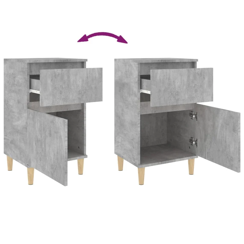 Lot de 2 tables de chevet avec tiroir et compartiment avec porte 40 x 35 x 70 cm bois d'ingénierie gris DEC035384