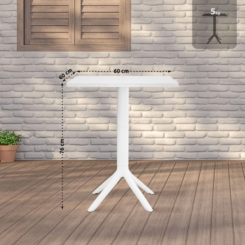 Table d'appoint pour intérieur ou extérieur 60x60 cm en plastique blanc 10_0009140