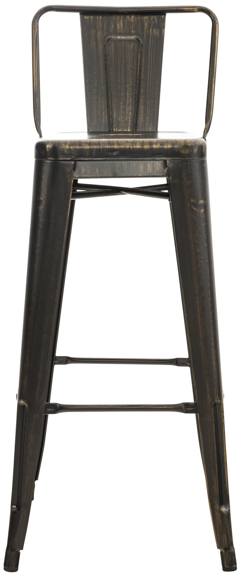 Tabouret de bar x1 style industriel avec dossier et repose-pieds en métal noir doré 10_0000035