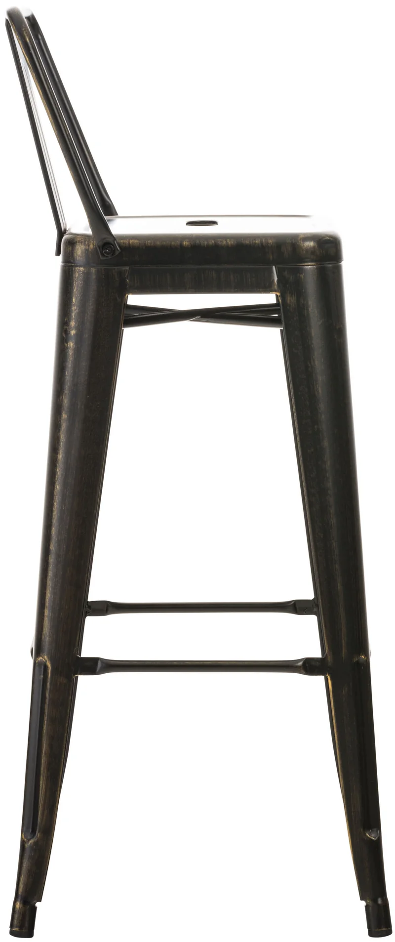 Tabouret de bar x1 style industriel avec dossier et repose-pieds en métal noir doré 10_0000035