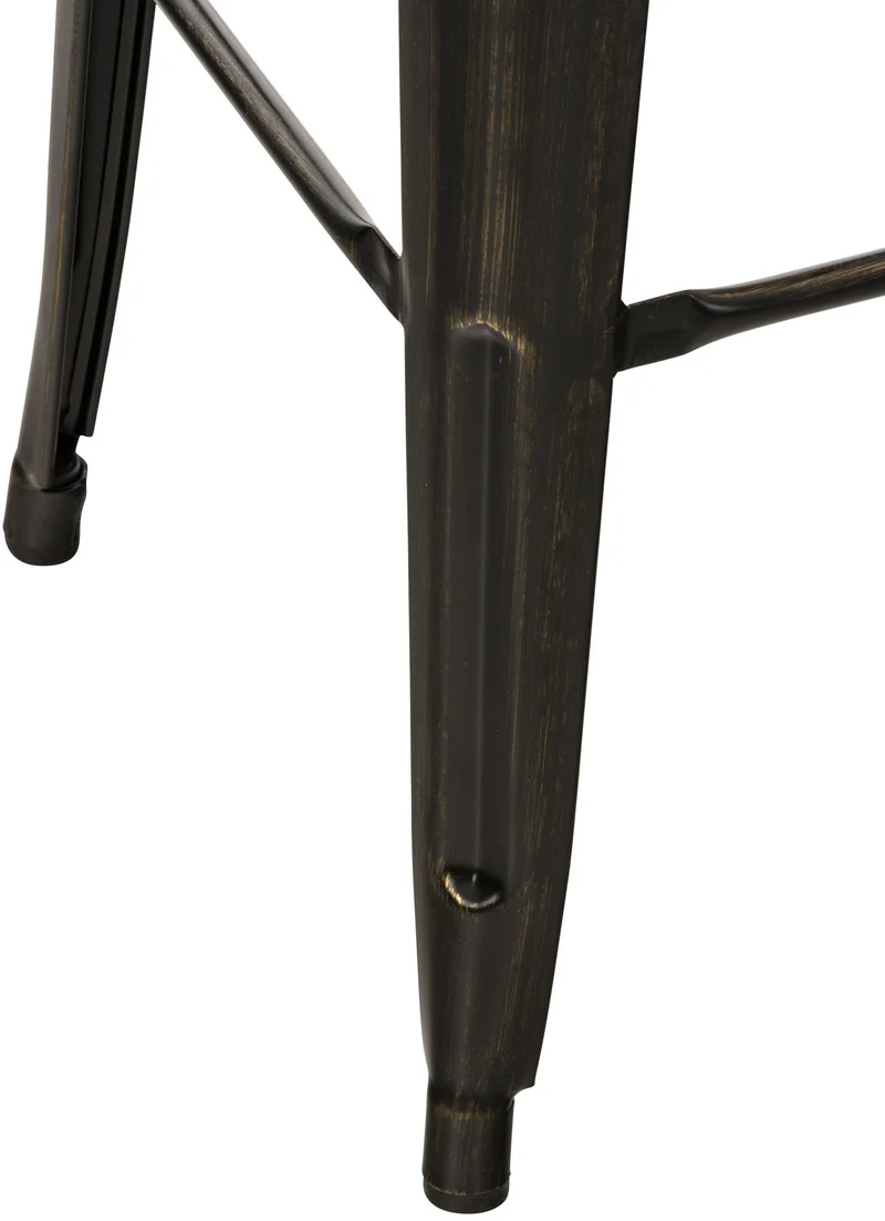 Tabouret de bar x1 style industriel avec dossier et repose-pieds en métal noir doré 10_0000035