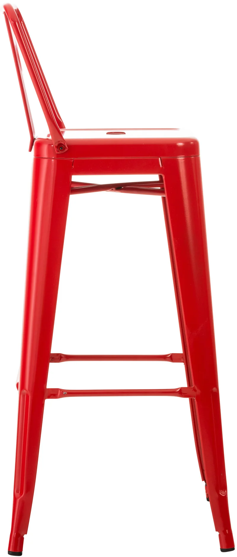 Lot de 2 tabourets de bar design industriel en métal avec repose-pied couleur rouge 10_0001084
