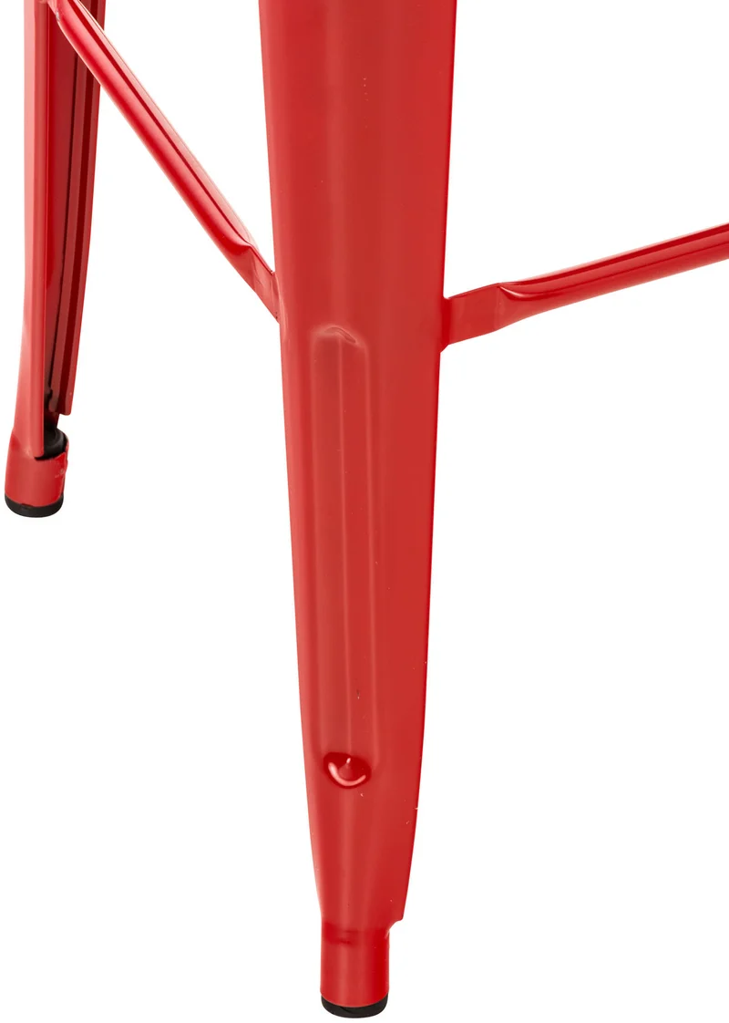 Lot de 2 tabourets de bar design industriel en métal avec repose-pied couleur rouge 10_0001084