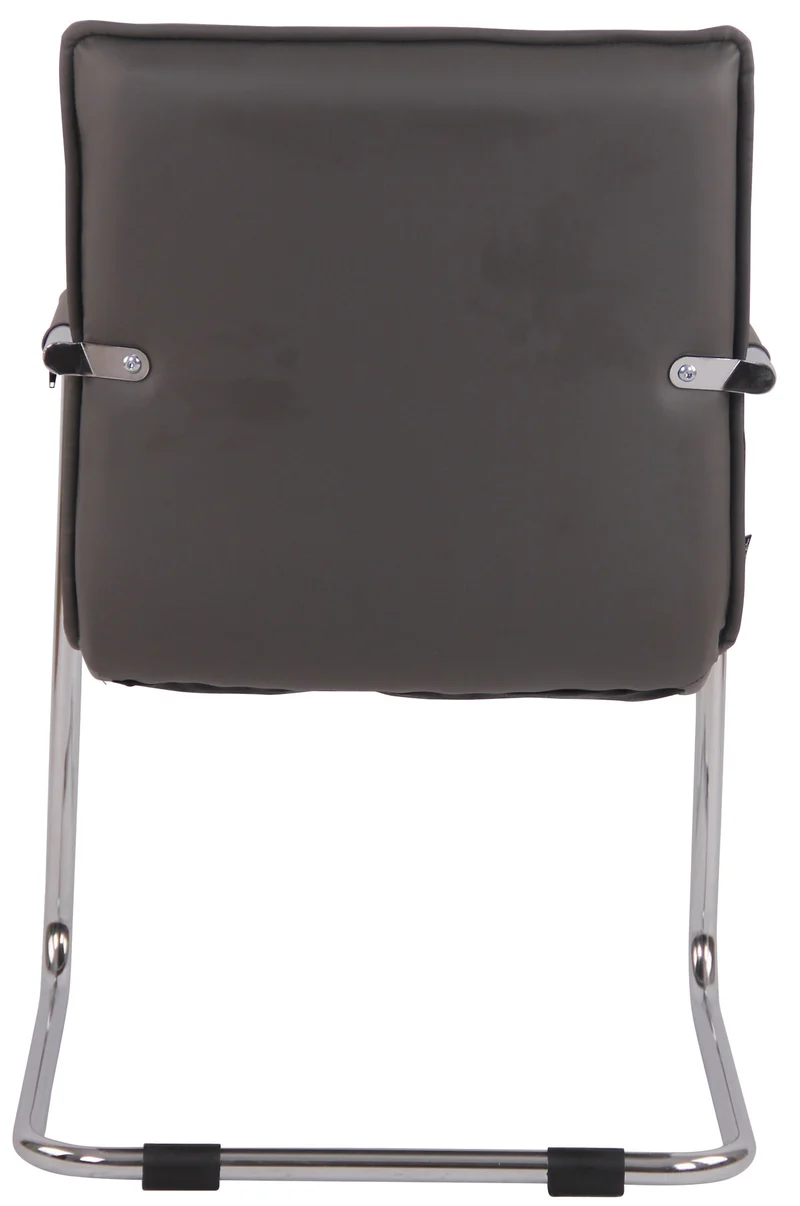 Chaise visiteur fauteuil de bureau sans roulettes en cuir synthétique gris cadre métal BUR10468