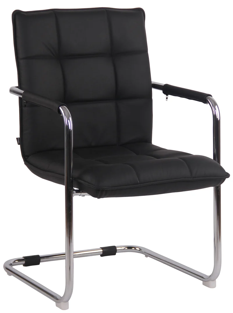 Chaise visiteur fauteuil de bureau sans roulettes en cuir noir cadre métal BUR10473