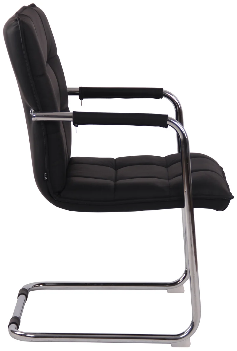 Chaise visiteur fauteuil de bureau sans roulettes en cuir noir cadre métal BUR10473