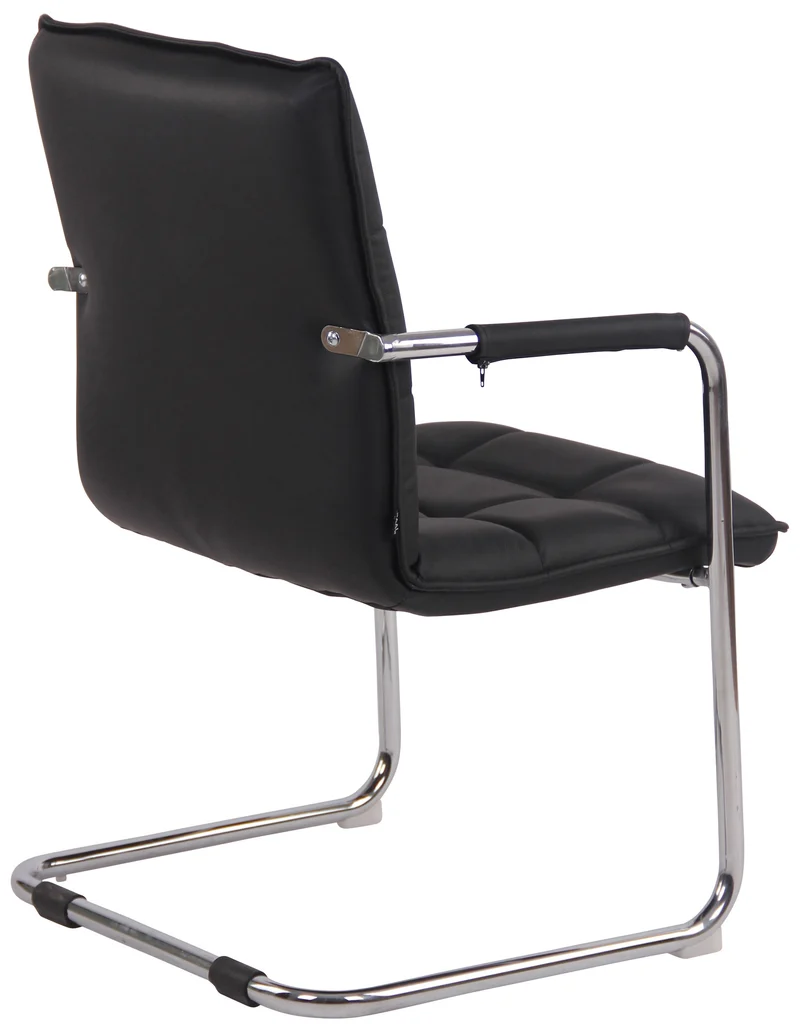 Chaise visiteur fauteuil de bureau sans roulettes en cuir noir cadre métal BUR10473
