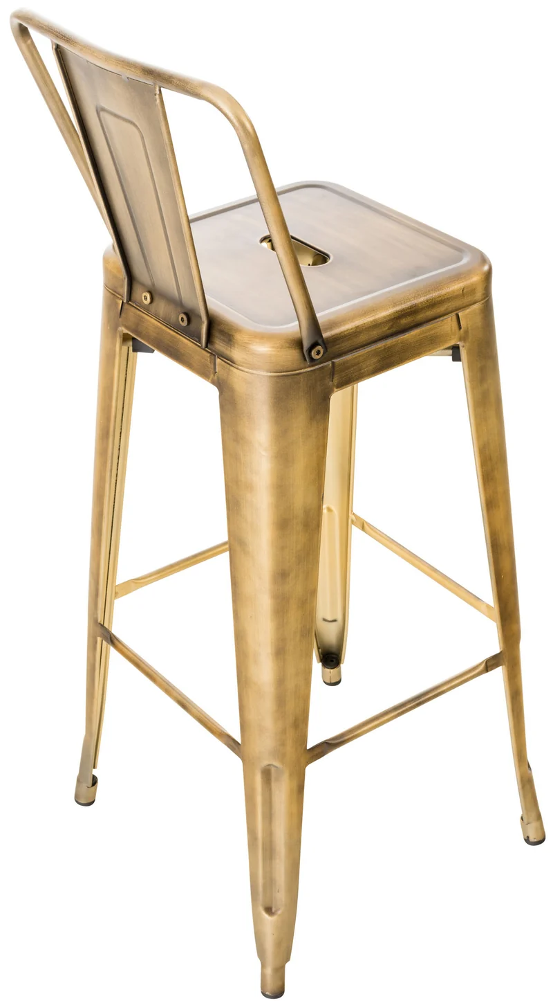 Lot de 2 tabourets de bar industriel en métal avec repose-pied couleur or TDB10134/2