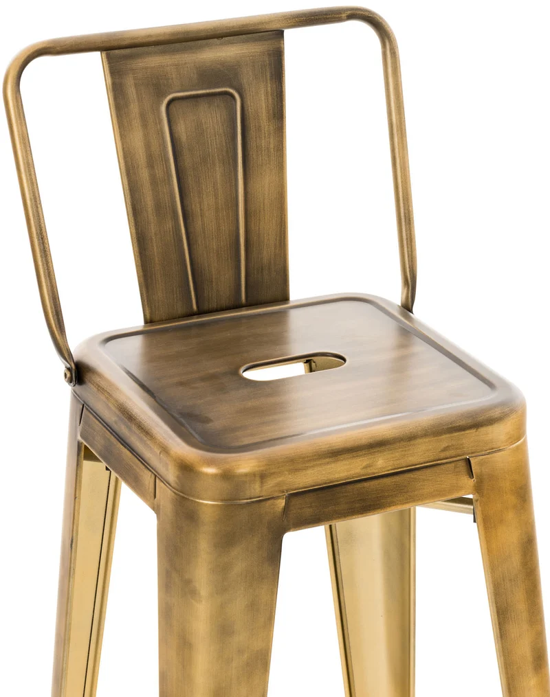 Lot de 2 tabourets de bar industriel en métal avec repose-pied couleur or TDB10134/2
