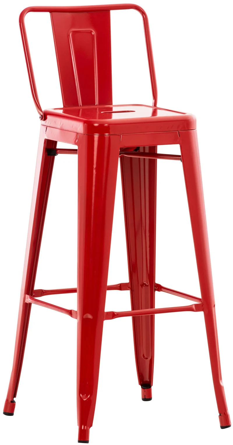 Tabouret de bar x1 design industriel avec dossier et repose-pieds en métal rouge 10_0000778