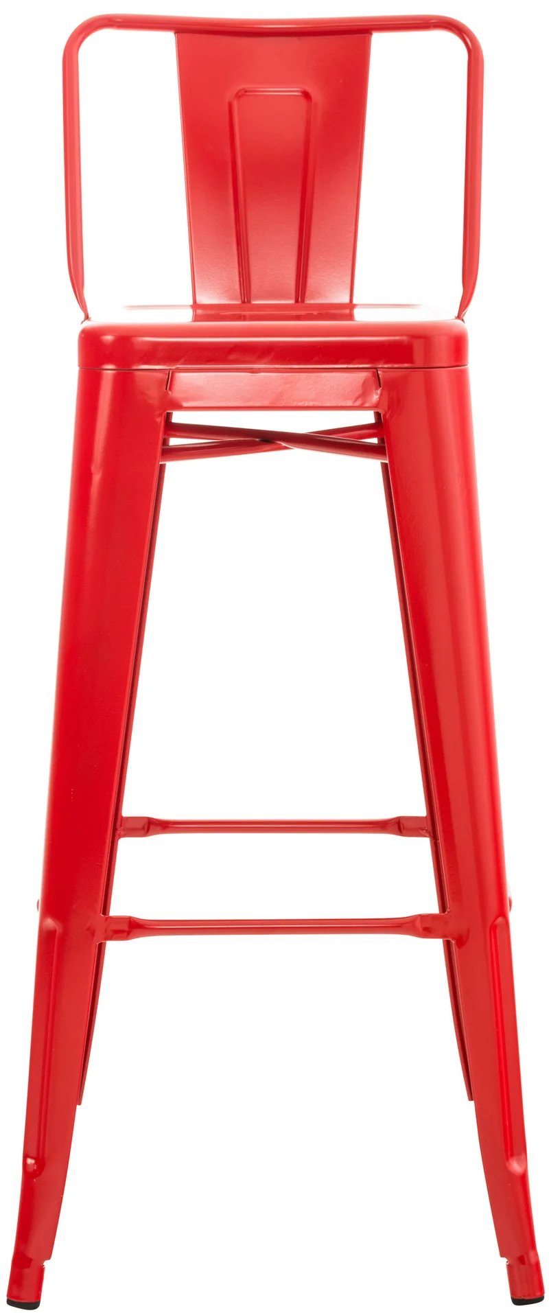 Tabouret de bar x1 design industriel avec dossier et repose-pieds en métal rouge 10_0000778