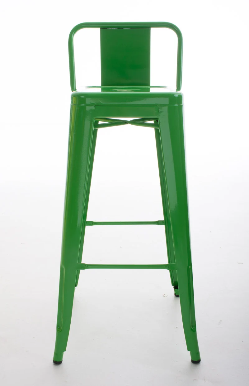 Tabouret de bar x1 en métal vert style industriel moderne avec dossier et repose-pieds structure robuste hauteur d’assise 77 cm 10_0000680