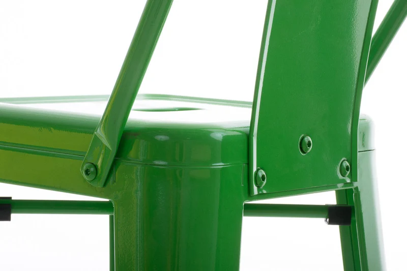 Tabouret de bar x1 en métal vert style industriel moderne avec dossier et repose-pieds structure robuste hauteur d’assise 77 cm 10_0000680