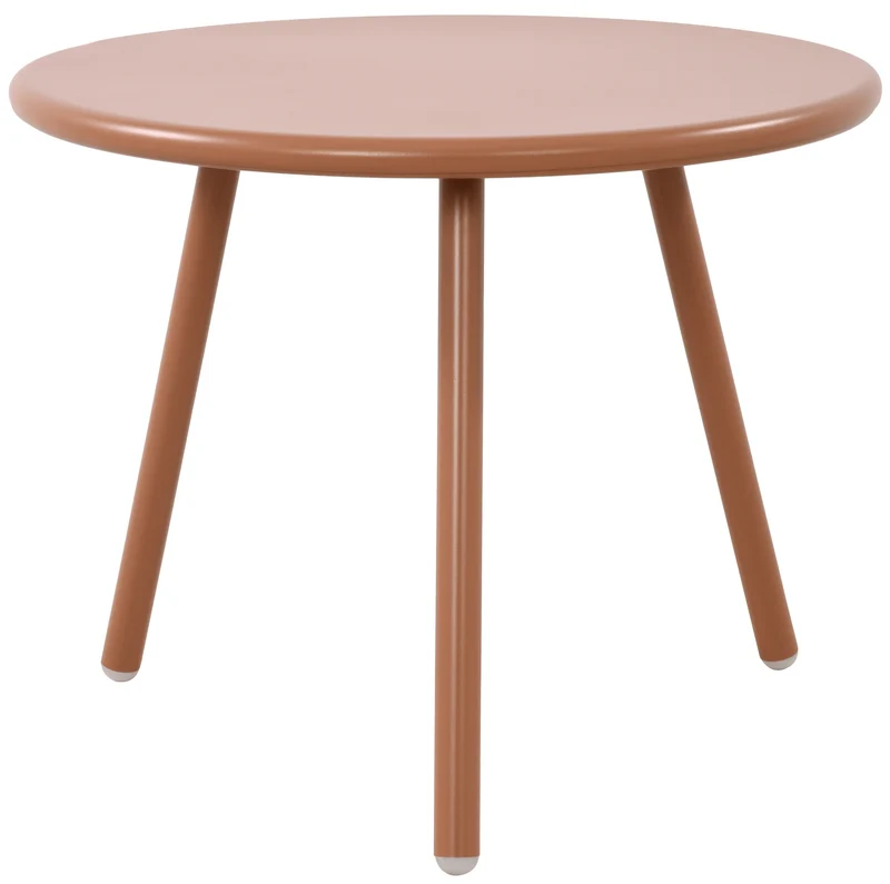 Table basse ronde intérieur / extérieur plateau polypropylène couleur terre cuite pieds métal Ø 50 cm 10_0009225