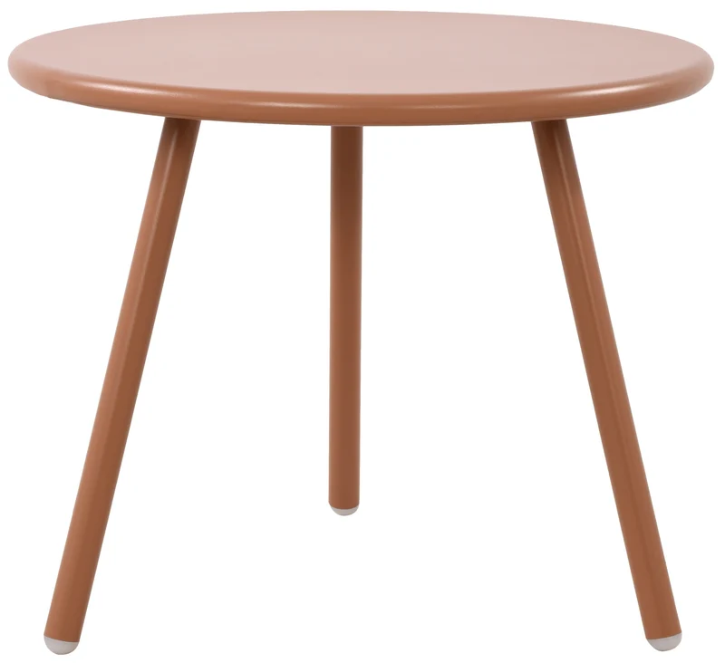 Table basse ronde intérieur / extérieur plateau polypropylène couleur terre cuite pieds métal Ø 50 cm 10_0009225