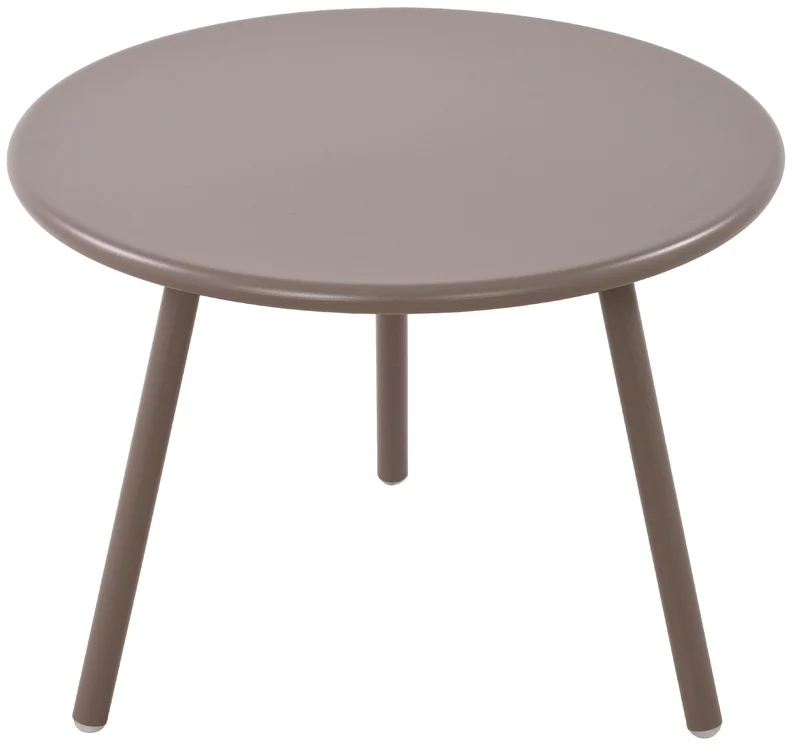 Table basse ronde intérieur / extérieur en polypropylène couleur taupe – Ø 60 cm résistante aux intempéries 10_0009234