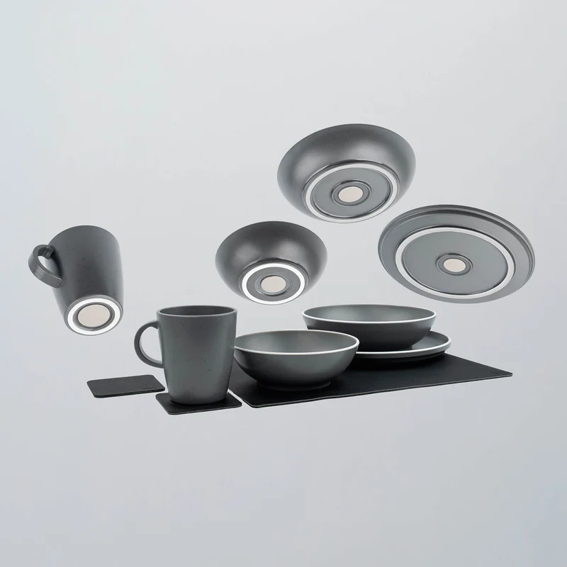 Magnet-Kunststoff-Geschirrset DOLOMIT GREY
