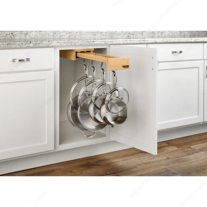 Organisateur à casseroles et à poêles et système coulissant à fermeture amortie BLUMOTION Rev-A-Shelf