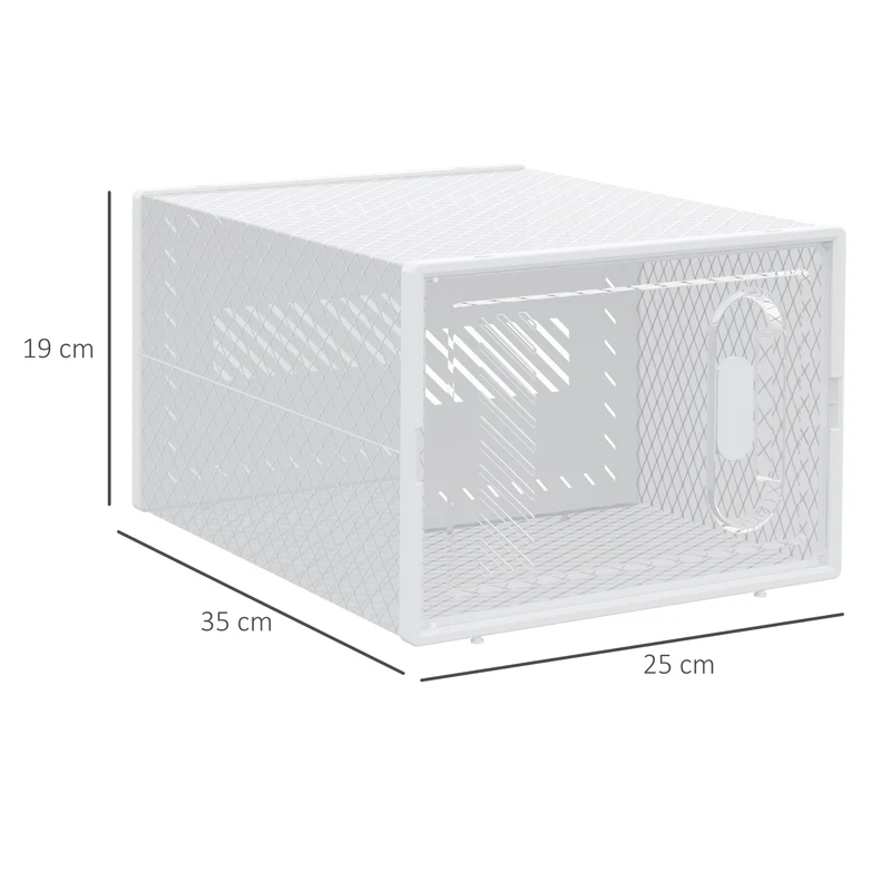 Lot de 8 boîtes cubes rangement chaussures modulable 25 x 35 x 19 cm portes transparentes empilable épuré en PP blanc 21_0005800