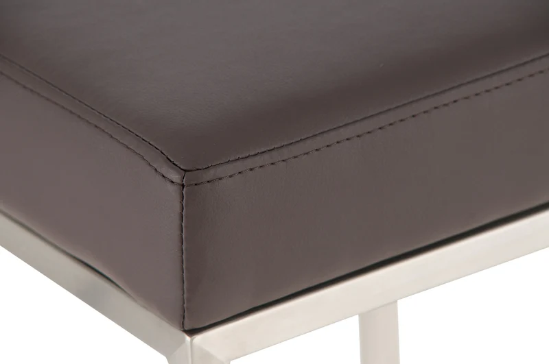 Lot de 2 tabourets de bar avec repose-pieds design simple hauteur 80 cm assise en PVC marron support en acier inoxydable 10_0004359