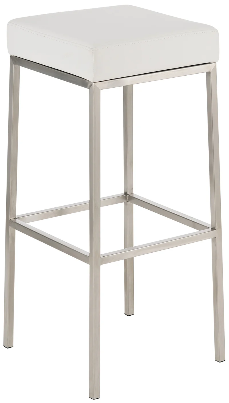 Lot de 2 tabourets de bar avec repose-pieds design simple hauteur 80 cm assise en PVC blanc support en acier inoxydable 10_0004358