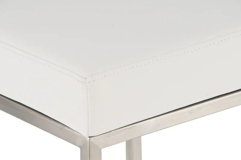 Lot de 2 tabourets de bar avec repose-pieds design simple hauteur 80 cm assise en PVC blanc support en acier inoxydable 10_0004358